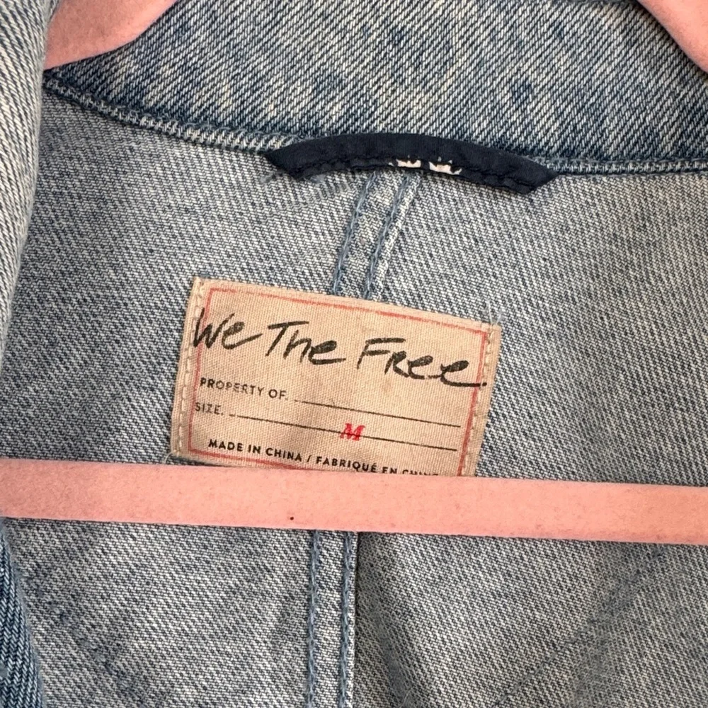 We The Free Blue Denim Jacket with Plaid Accents - Picture 6 of 9